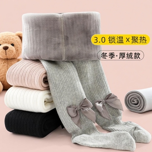 宝宝连裤袜秋冬季加绒女童连体袜子加厚款女孩连脚儿童打底裤一体