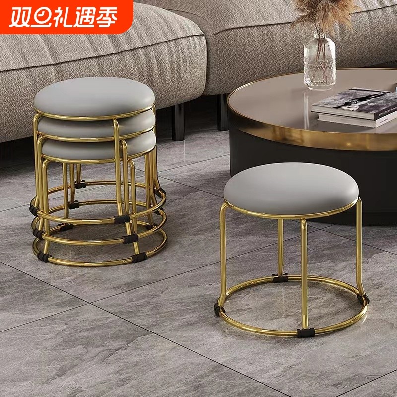 小凳子家用可叠放圆凳客厅沙发凳半高茶几矮凳简约实木儿童小板凳