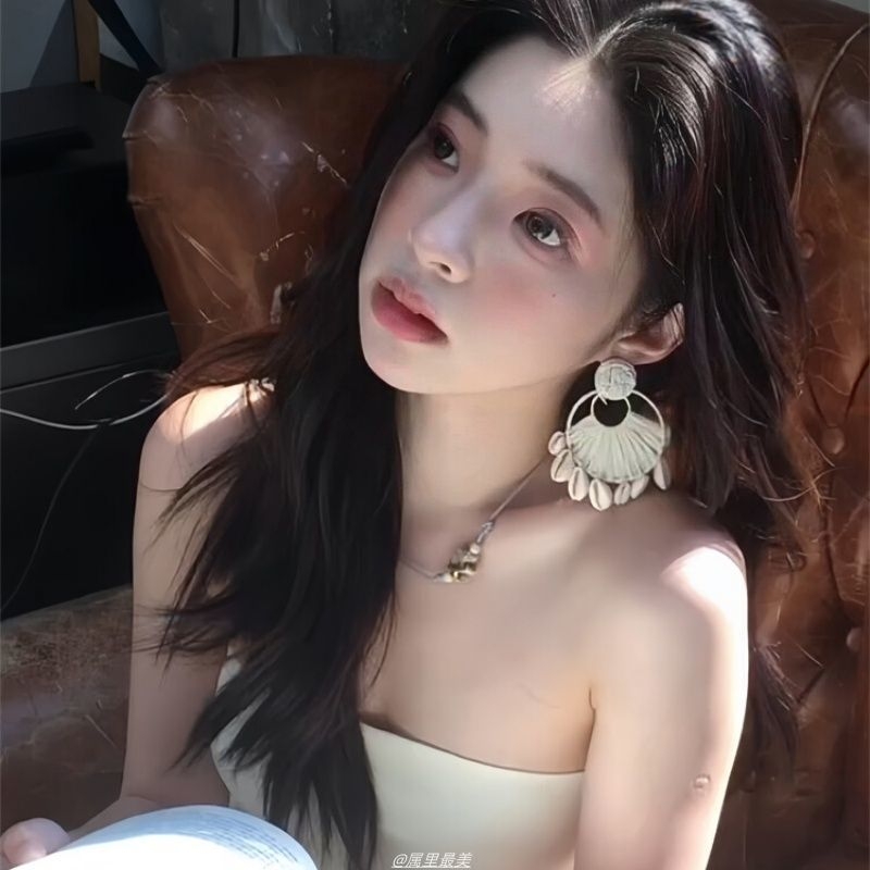绝美度假风波西米亚显脸小贝壳耳环白色海边夸张耳坠草编耳钉耳饰