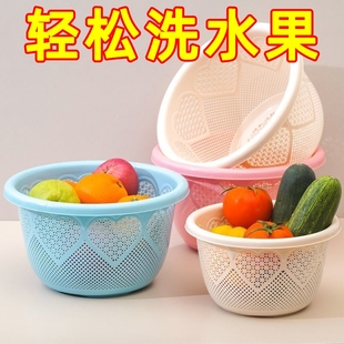 菜篮蔬菜圆形沥水筐厨房篮子塑料菜篮子洗菜淘米筛子加厚家用水果