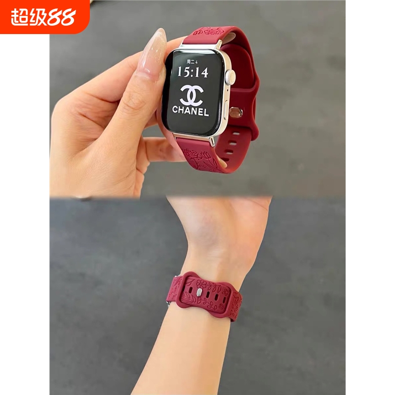 夏日玫瑰浮雕硅胶表带适用于华为FIT3手表watchfit2三星FIT3透气