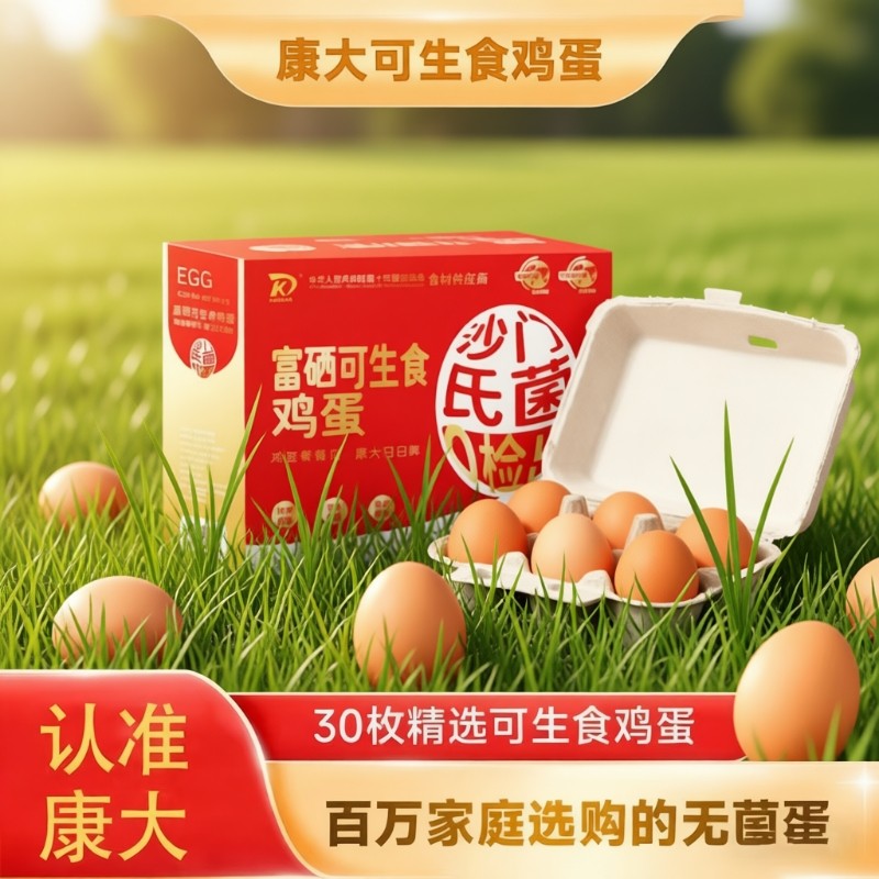 富硒可生食鲜鸡蛋营养早餐鸡蛋0抗生素30枚礼盒装蛋精选谷物无菌