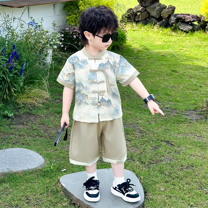 汉服男童国风唐装儿童中式套装夏季宝宝古风薄款改良日常可穿古装
