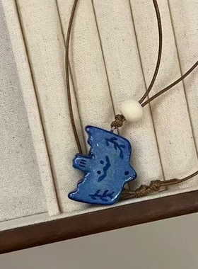 小鸟小红书同款项链挂绳百搭蓝色