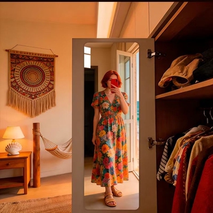 全身镜子挂墙贴墙自粘墙面壁挂式 试穿衣镜挂绳家用女生出租屋卧室