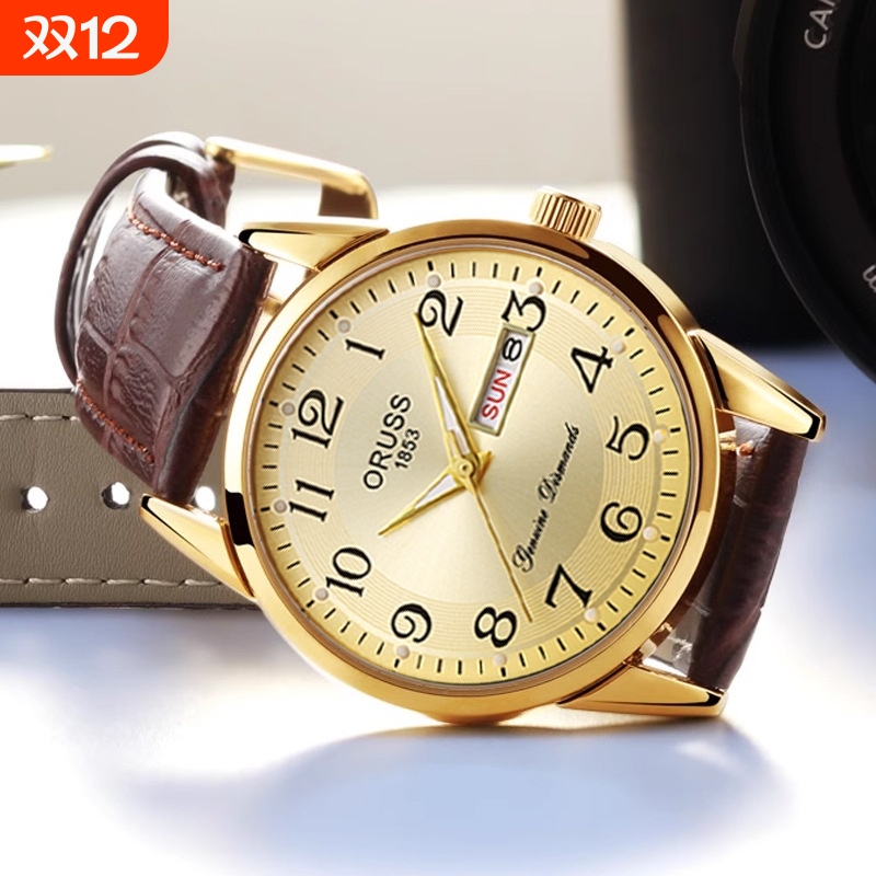 外贸手表大表盘石英表日历钢带男士手表时尚休闲男表跨境手表批发