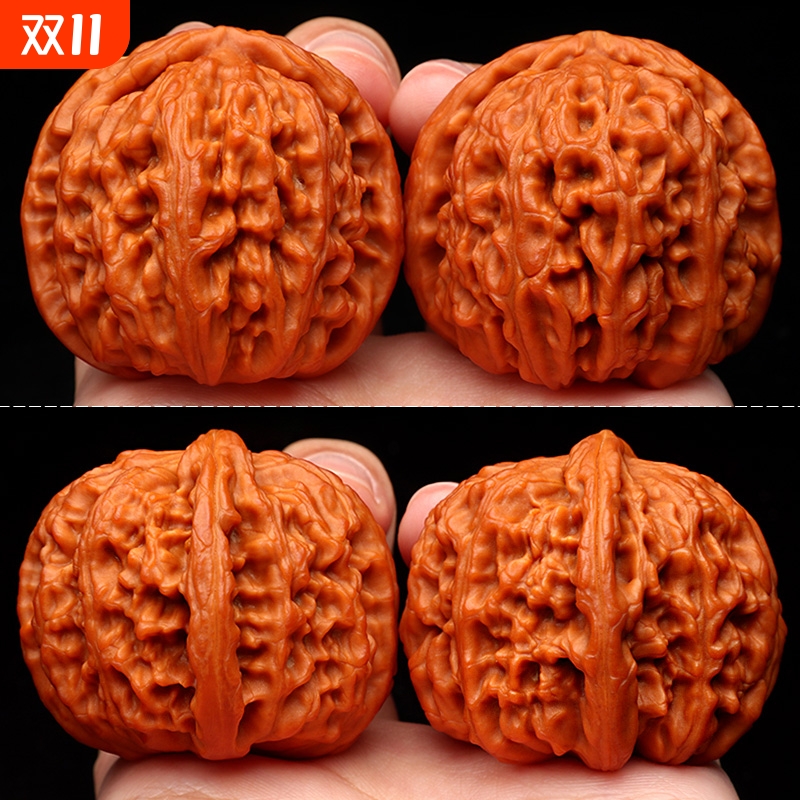 文玩核桃四座楼闷尖白狮子头精品官帽把玩苹果园手持男核桃手把件