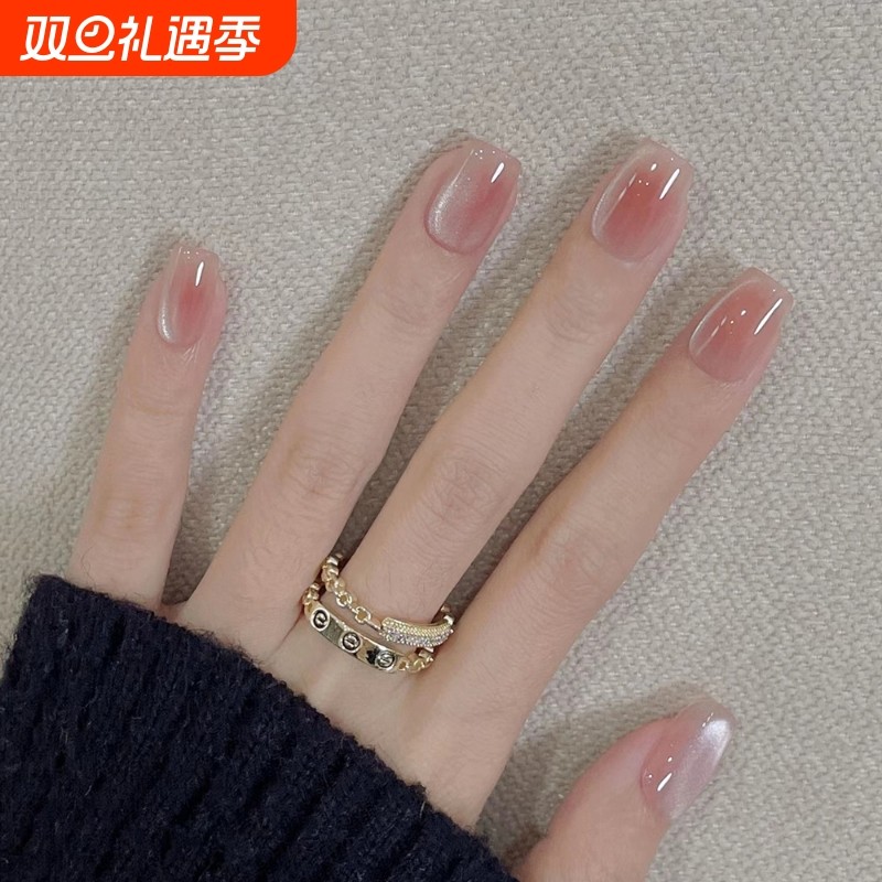 甜美显白渐变腮红甲 简约短款指甲贴片轻奢风热销穿戴甲30片