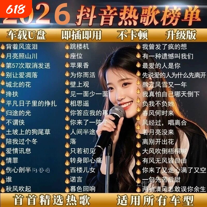 2026抖音热门歌曲带MV车载u盘音乐高音质汽车优盘完整版