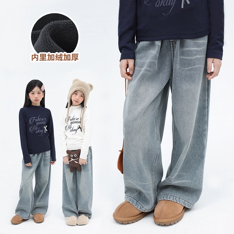 女童秋冬韩版直筒牛仔裤