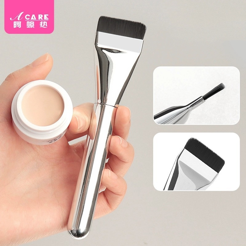 粉底刷D1pl0-打底液刷子一字型不易吃粉扁平头底妆面膜刷软毛新