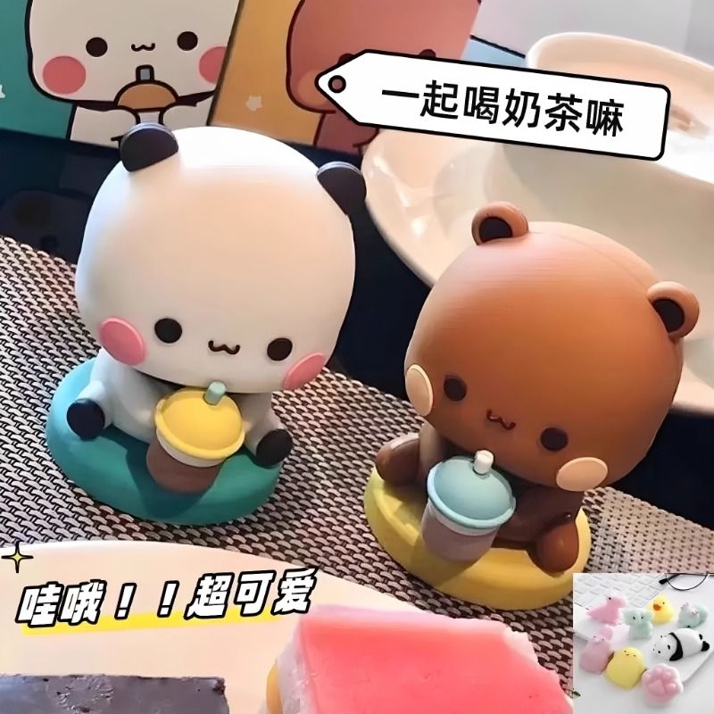 盲盒熊猫一二布布桌面玩偶可爱手办车载摆件卡通动漫可爱潮玩公仔