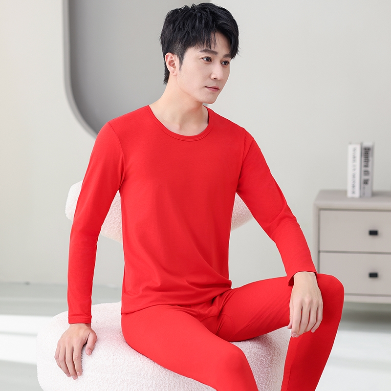 红豆本命年大红秋衣秋裤男套装薄款保暖内衣修身线衣裤男士青年打