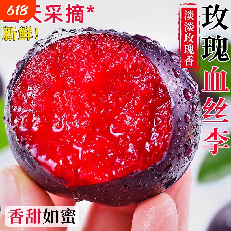 【平晏果园】正宗玫瑰血丝李红心李子时令水果红肉恐龙蛋味帝李整