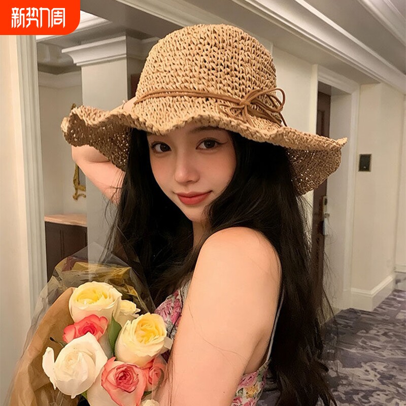 高级度假风镂空草帽女夏2026新款海边防晒遮阳大帽檐沙滩拍照帽子