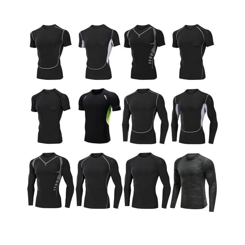 pro运动紧身衣服男长袖速干t恤跑步健身篮球训练打底高弹上衣新款