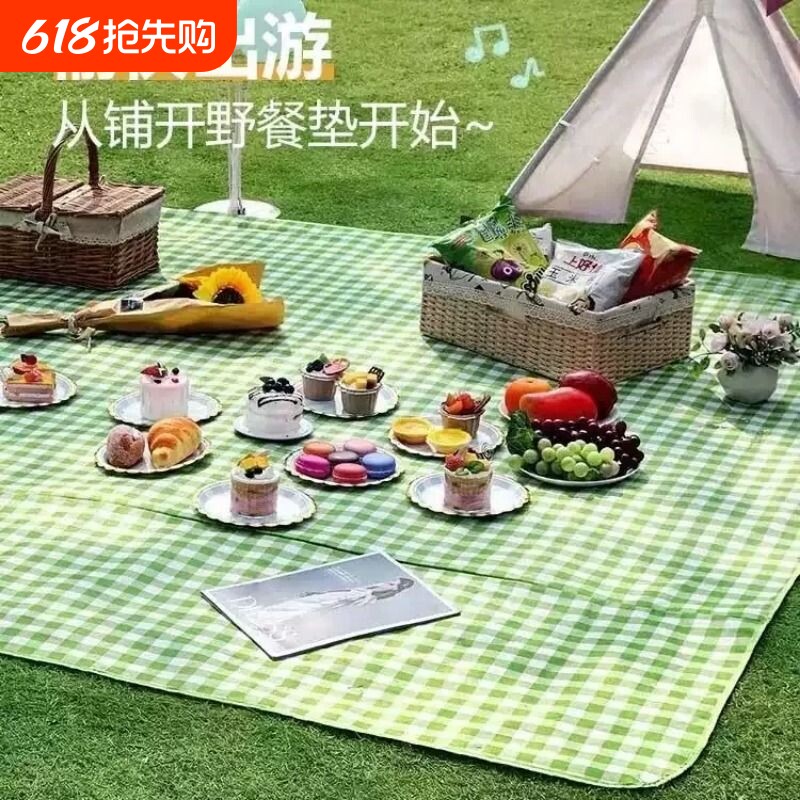 户外防潮垫折叠野餐垫耐磨加厚牢固五格包边露营垫魔术贴设