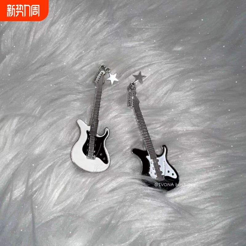 手工自制Y2K辣妹小众ins风吉他发夹朋克风刘海夹亚文化原宿风发