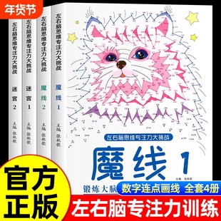 抖音同款专注力训练左右脑开发思维训练书迷宫书籍幼儿园小学生2-3一6-7-8-10岁以上儿童益智游戏早教书数字连线画本逻辑魔线数独