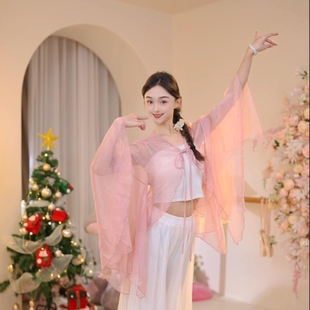 古典舞服女教师飘逸纱衣成人款宽松仙气飘飘国风披肩舞蹈服装上衣