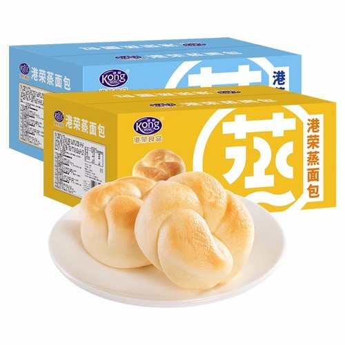 港荣淡奶蒸面包多规格早餐整箱手撕小蛋糕营养健康休闲食品零食