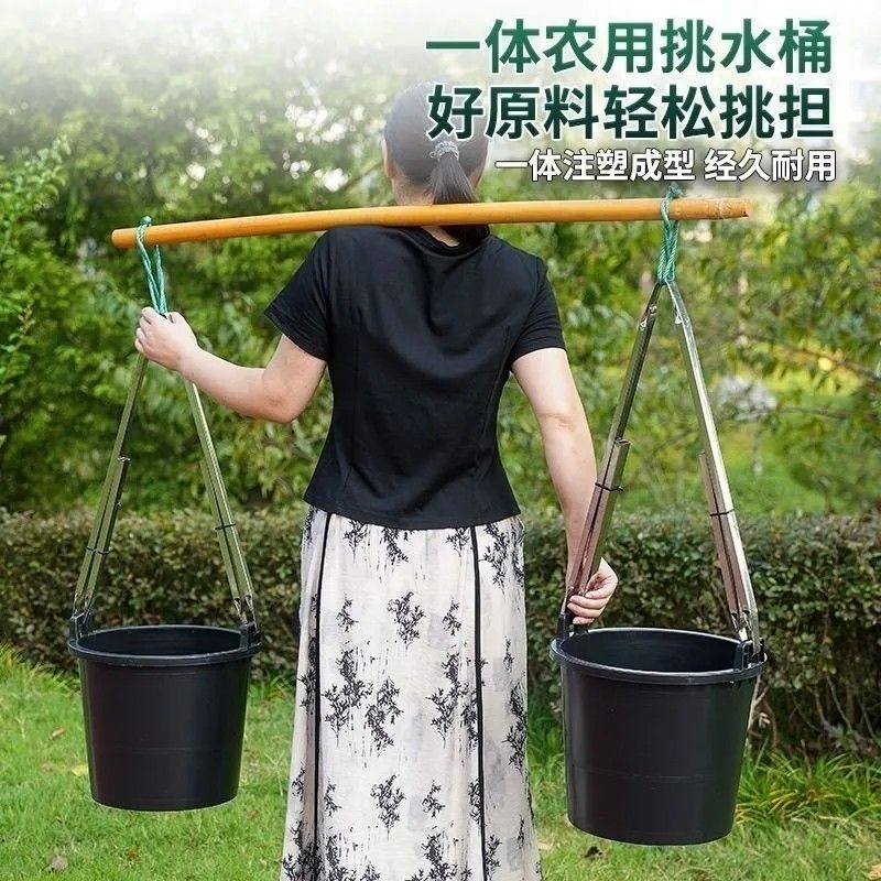 牛筋新料水桶水桶家用粪桶农用加厚摔不烂老式双耳担水浇菜