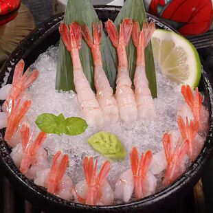 生鲜冷冻刺身甜虾尾调料包海鲜去壳生虾虾尾北极甜虾虾籽海鲜批发