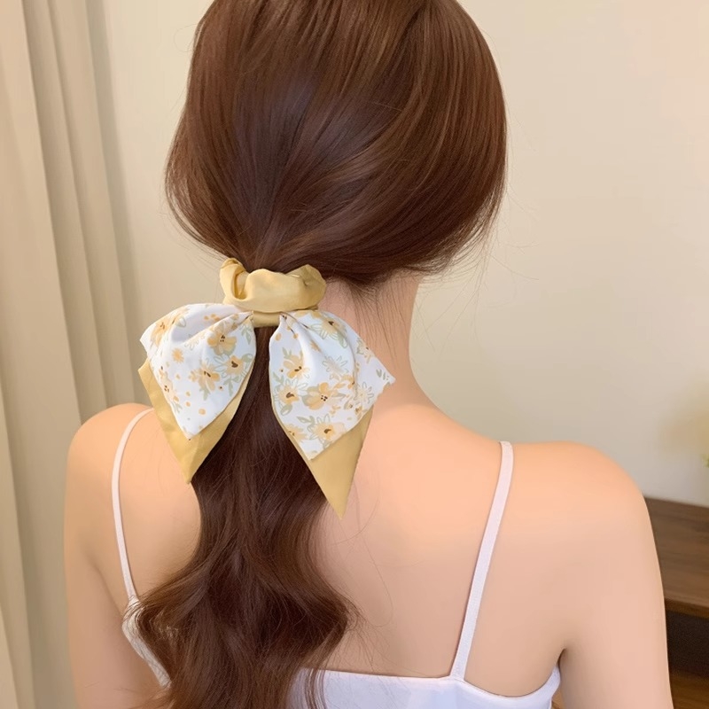 碎花蝴蝶结大肠发圈女高级感韩系头绳2025新款高端夏天扎头发发绳