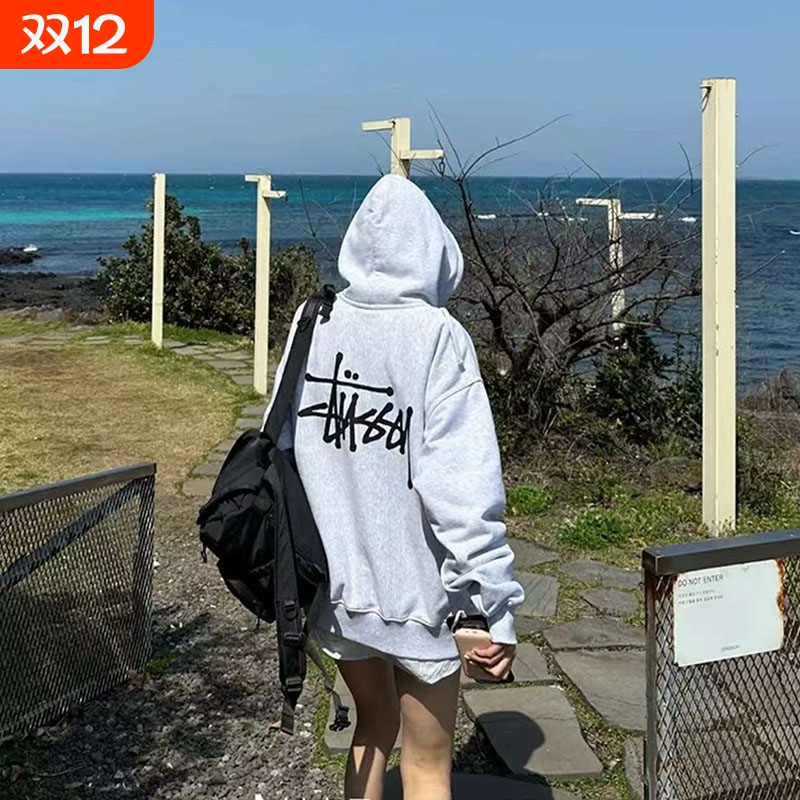 2025款潮牌斯图西外套宽松男女休闲秋冬美式连帽套头stussy卫衣