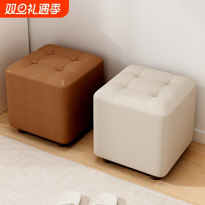 小凳子家用矮凳高级感客厅茶几凳软包坐墩实木板凳结实耐用换鞋凳