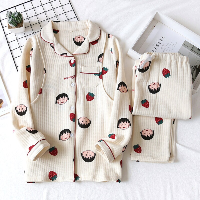 秋冬新款空气层哺乳装大码家居服套装孕产两用夹棉月子服喂奶睡衣