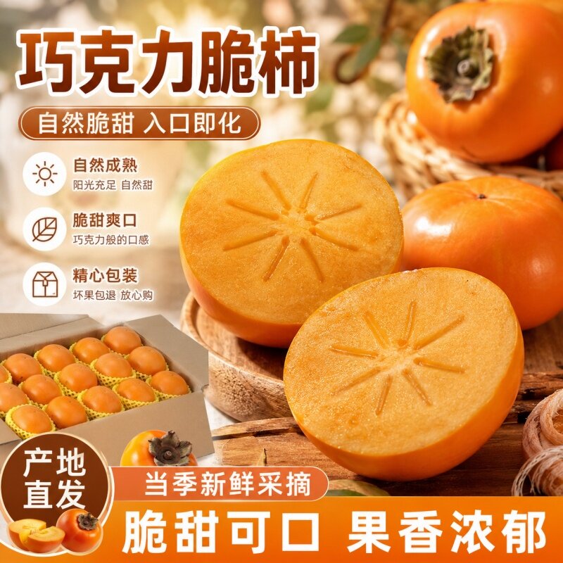 正宗巧克力脆柿子新鲜水果现摘冰糖心甜脆大果包邮脆甜柿子当季