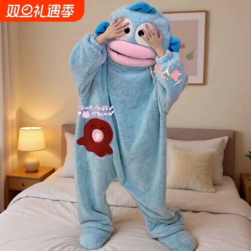 小丑鱼连体睡衣女大嘴鱼搞怪睡袍