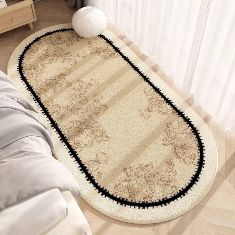 复古轻奢高级感地垫可水洗机洗防摔仿羊绒羊羔毛绒主卧室床边地毯