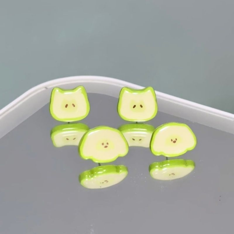 夏日物语!小猫青苹果切片耳钉ins风小众设计感气质清新耳饰耳环