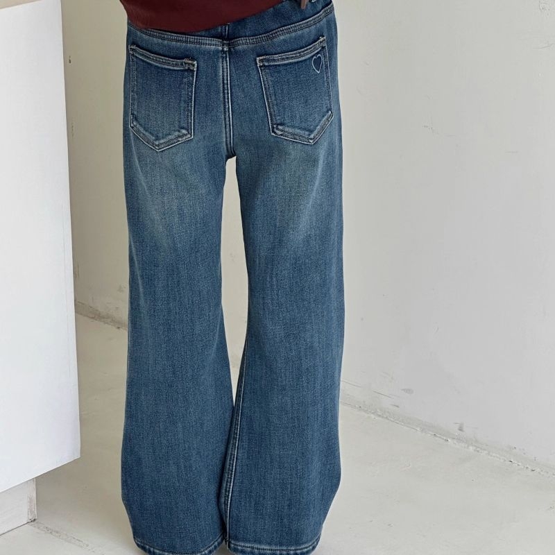 女童一体加绒牛仔裤秋冬季新款