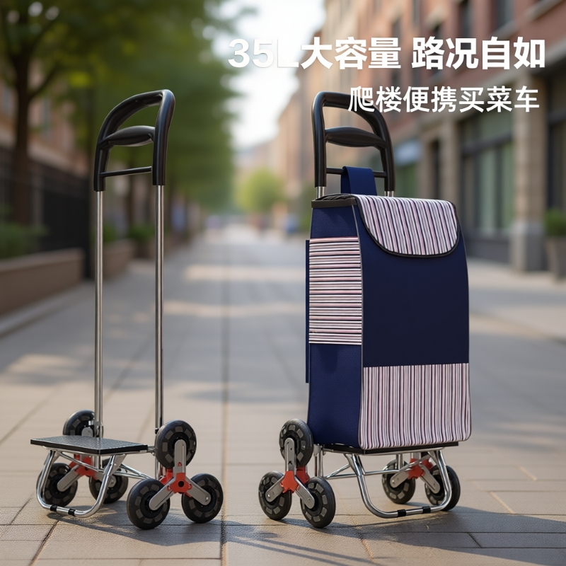 拉杆买菜小拉车便携购物车超市购物爬楼轻便折叠家用老人手推拖车