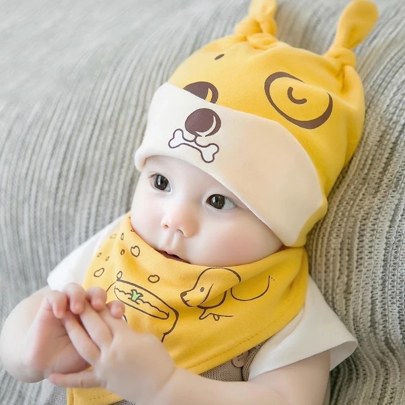 初生婴儿帽子宝宝春秋薄款男女孩冬季新生儿童纯棉可爱网红洋帅气