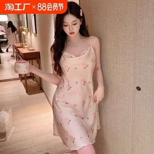 冰丝吊带睡衣女新款性感纯欲风睡裙夏天季甜美公主风中长款家居服