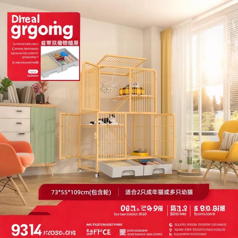 猫笼子家用室内超大空间带厕所抽屉式封闭猫砂盆猫笼别墅豪华自动