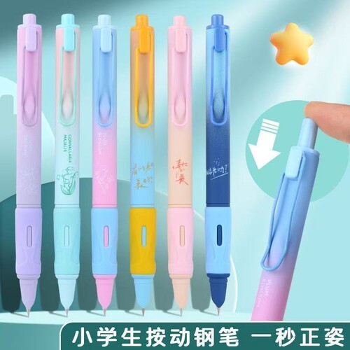 罗氏高颜值按动钢笔小学生三年级专用3.4墨囊儿童二升三四年级初学者练字书法笔硬笔男女孩可擦按压式速干