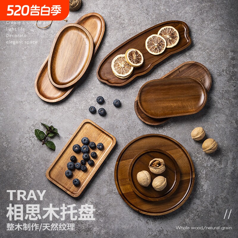 日式茶托家用咖啡店托盘长方形杯托木盘子水果蛋糕木托微波炉烤箱
