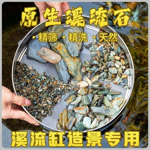 原生溪流石鱼缸底砂造景专用天然砂石水族箱底部石头水草装饰沙子