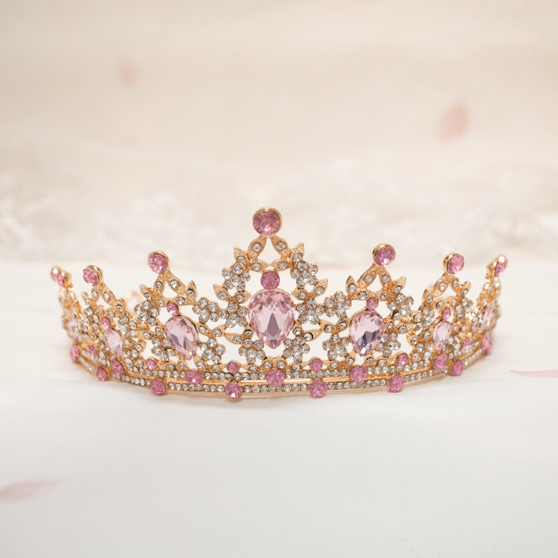 儿童皇冠头饰公主红色高端小女孩发箍女童生日演出发饰小朋友王冠