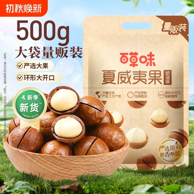 百草味夏威夷果500g袋装解馋零食