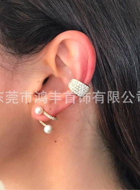 无耳洞圈式耳夹个性欧美复古镶嵌锆石耳饰新款耳垂耳骨夹小众饰品