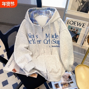 女童秋冬装外套2025新款10岁小女孩连帽卫衣开衫13加绒棒球服韩系