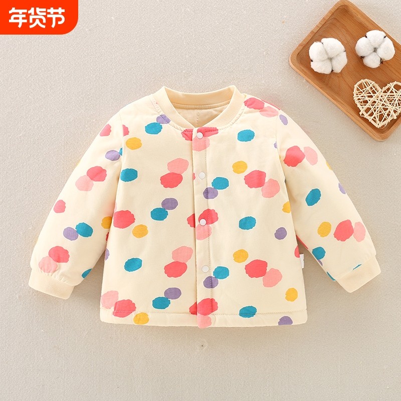 婴儿保暖上衣春秋薄棉外套宝宝棉服男童女童棉衣冬装睡衣夹棉内胆