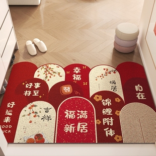 入户门丝圈地垫家用红色进门垫防滑脚垫大门口玄关可裁剪地毯耐脏