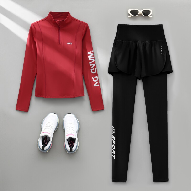 跑步套装女晨跑服秋季2025新款显瘦瑜伽服健身房羽毛球训练服速干